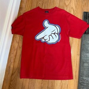 Crooks & Castles Graphic T-Shirt red Short Sleeve Mens Size M with Hand Design